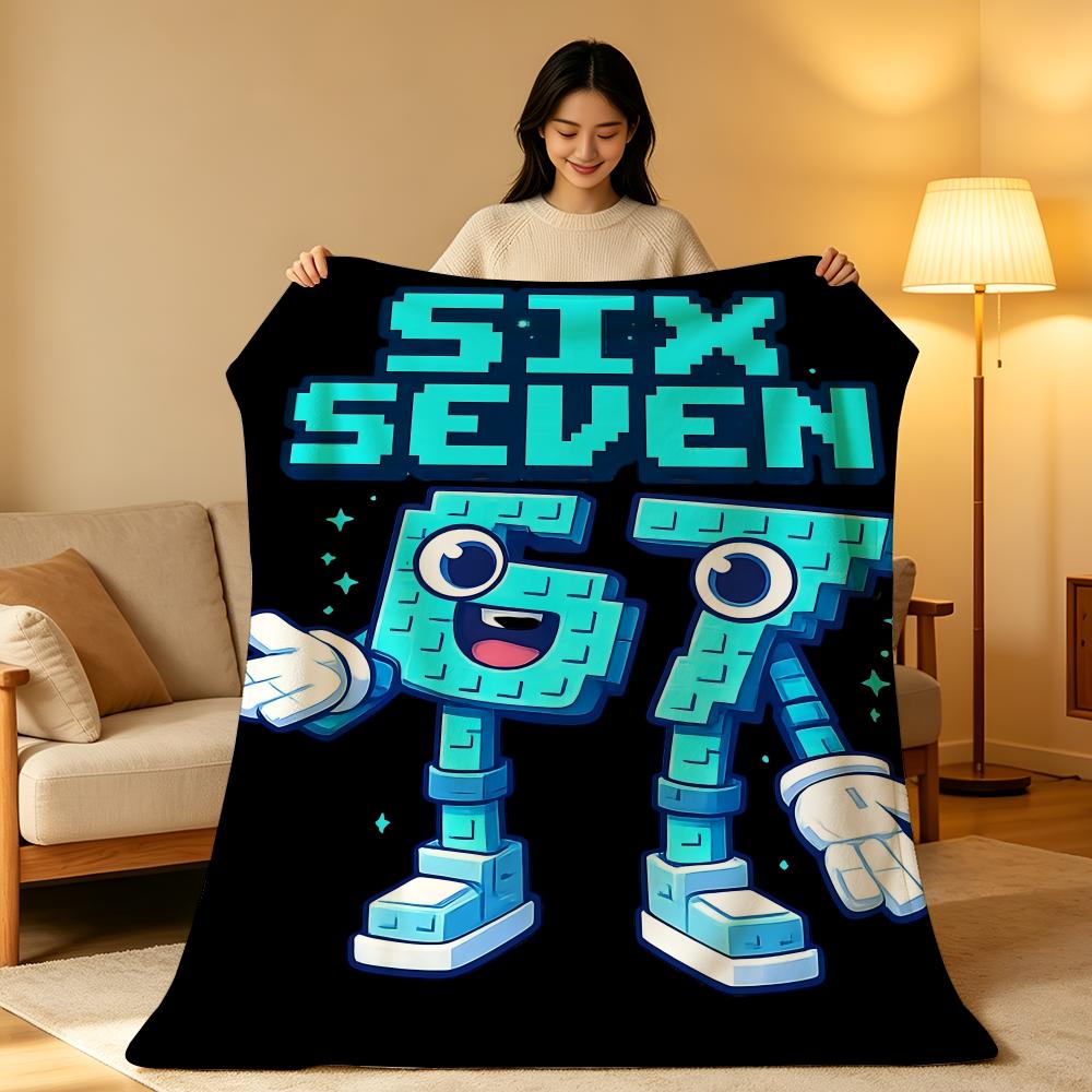 Art N-Number S-Six S-Seven Throw High-Density Short Plush Blanket Soft Skin-Friendly for Sofa Nap Air-Conditioned Room