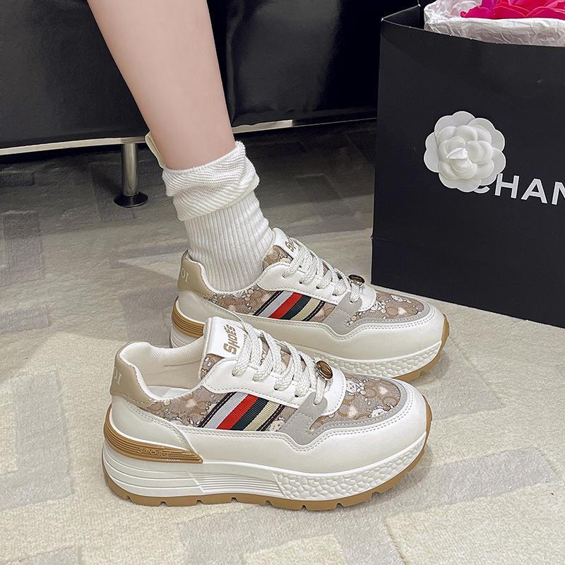 Platform Dad Shoes Women's 2025 New Spring and Autumn Small Inner Height Increase Casual Sports Shoes Lightweight and Versatile Forrest Gump Shoes