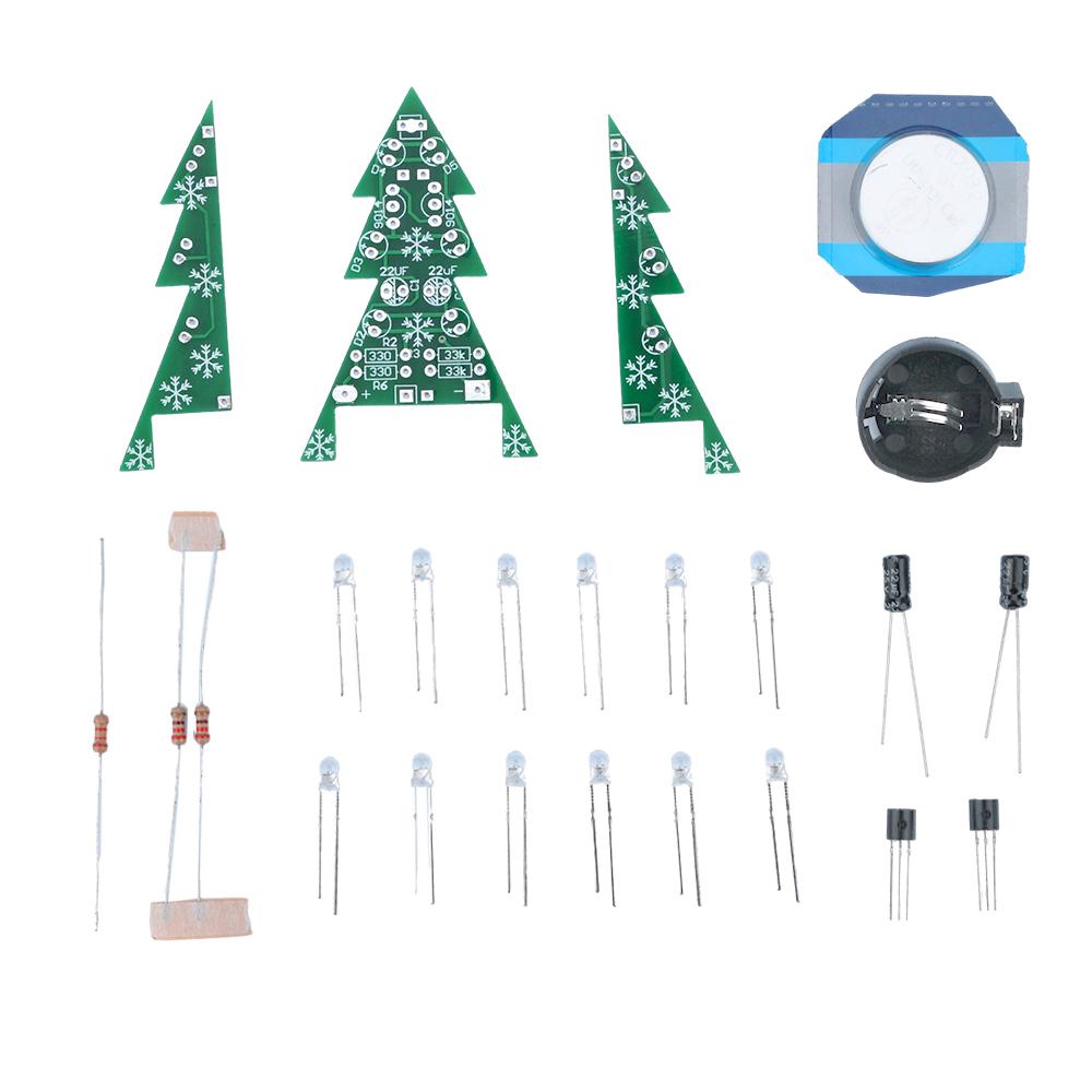 DIY Flashing LED Christmas Tree Kit Soldering Practice Electronic Science Assemble Kit with PCB & LED Lights