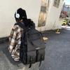 Korean Ins Harajuku Street Style Fashionable Black Backpack Waterproof Unisex 19-inch Size