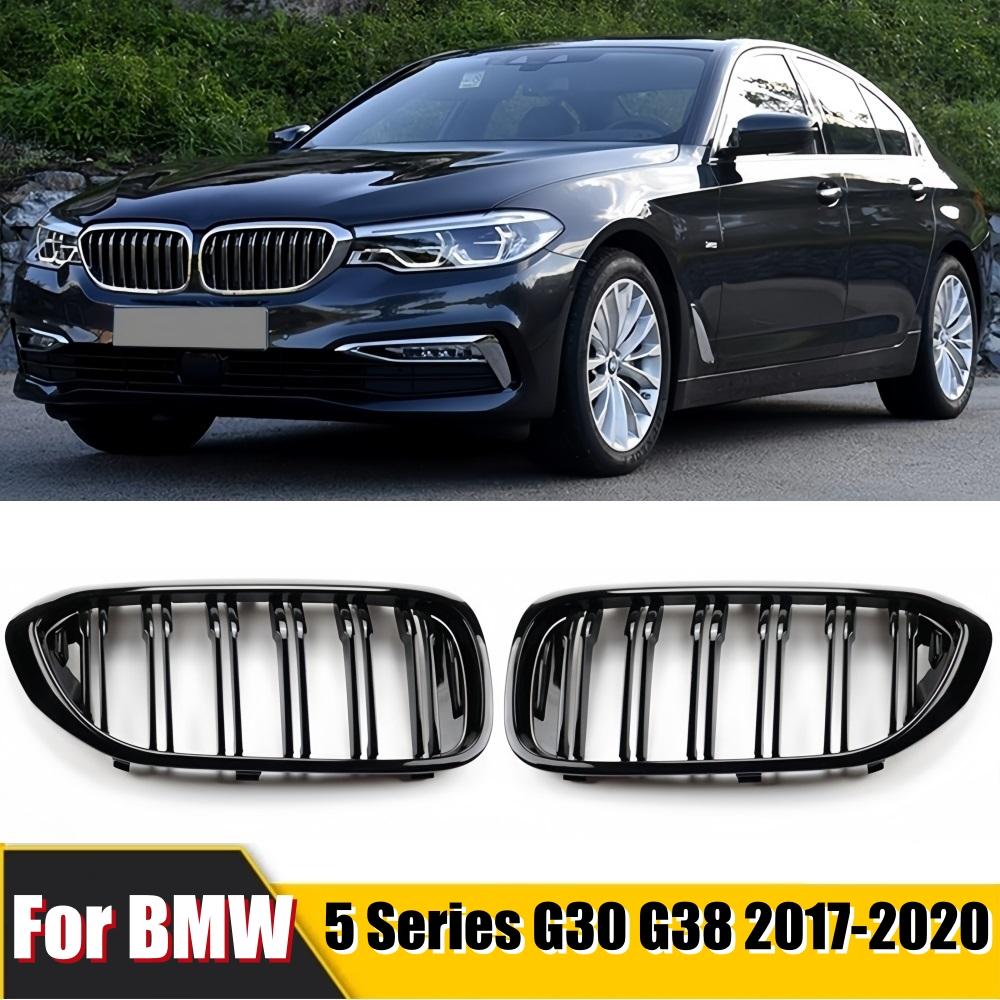 Griglia paraurti anteriore per BMW Serie 5 M5 G30 G31 520i 530i 540i ABS 2 listelli Griglia anteriore a rene Nero lucido