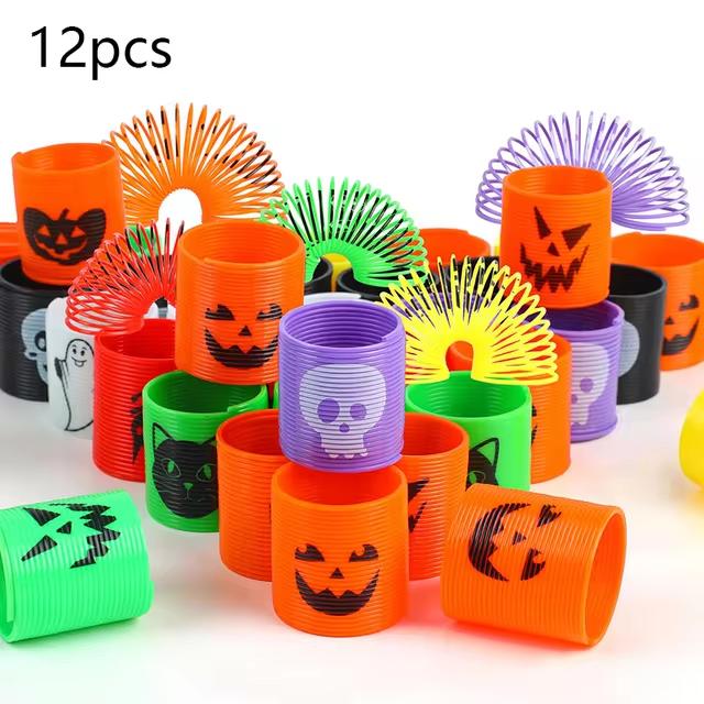 

12 шт. случайных игрушек-пружинок на Хэллоуин, волшебных, развивающих, веселых, многослойных, мини-игрушек в виде радужных кругов для детской рождественской вечеринки, подарки
