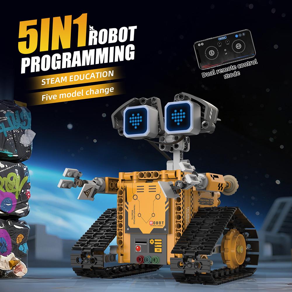 2026 Robot LED Creativo Tecnico 5 in 1 High-tech App Giocattoli Rc Modello Costruzione Educativa DIY Mattoncini Per ragazzo Regali di Natale