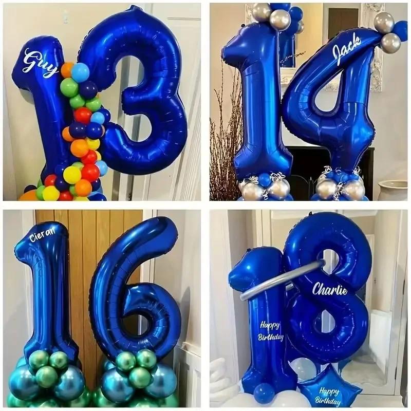 40Inch Dark Blue Number Foil Balloon 0-9 Digital Globos Children Birthday Party Decoration Baby Shower Toy Kids Graduation Gifts