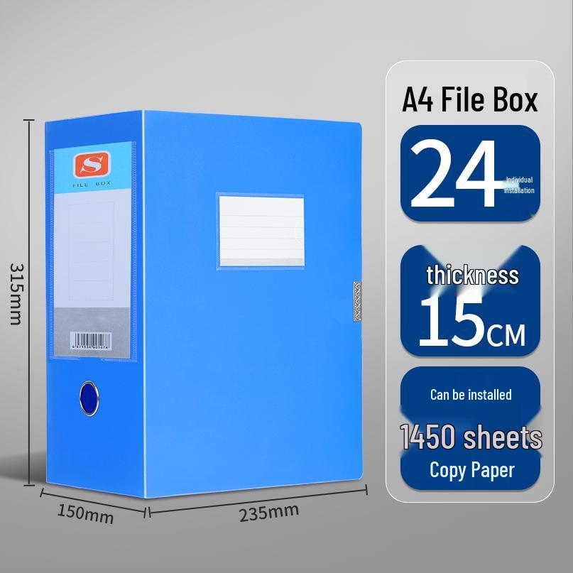 Large A4 Plastic Document Archive Box: 10x15cm, 75mm Thick, High Capacity Storage