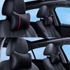 2PCS Car mesh ice silk headrest for neck protection, paired with genuine leather pillows for car neck and interior accessories