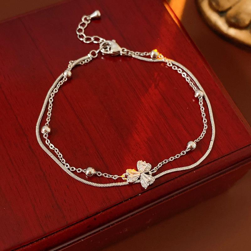 Korean Style Cubic Zirconia & Pearl Flower Bracelet - Elegant, Versatile Jewelry for Women