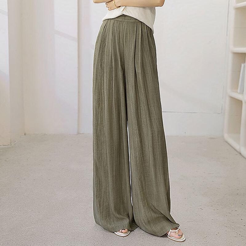 Women s High-Waist Draped Wide-Leg Casual Pants L
