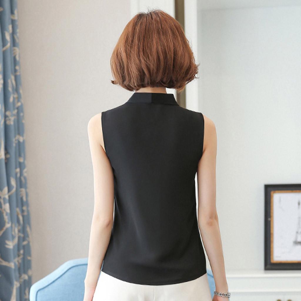 Dámské pracovní košile s výstřihem do V bez rukávů šifonové neformální topy