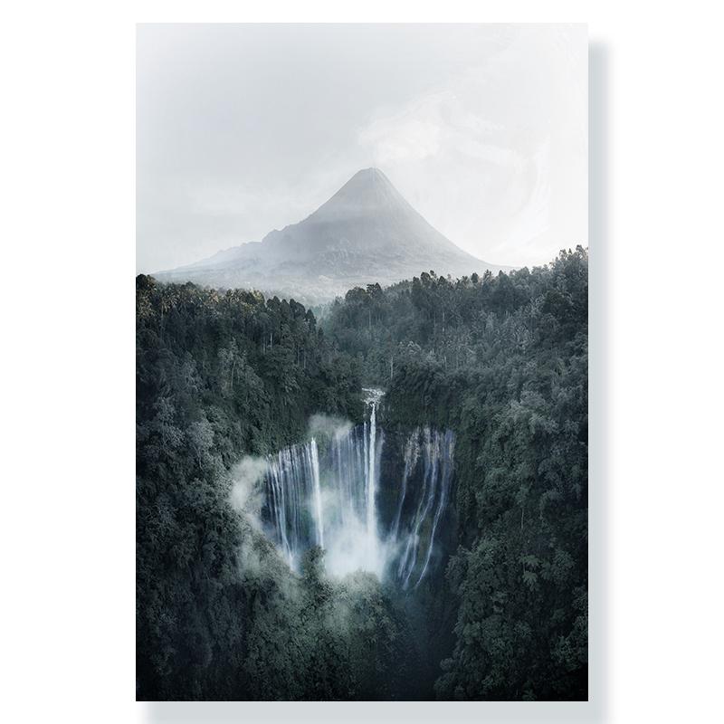 Jungle Landscape Canvas Poster Animal Leopard Elephant Print Painting Palm Leaves Forest River Bridge Nordic Picture Decoration