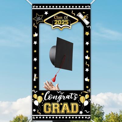 Zwart Goud Afstudeerdoek Photo Booth Props Frame Afstudeerklas 2026 Gelukkig Afstudeerseizoen Feestdecoraties Afstudeerbedankjes Benodigdheden