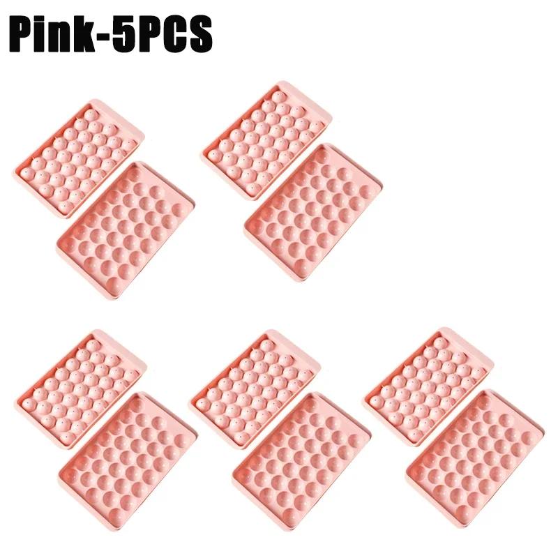 1-5PCS Ice Mold with Lid Diamond Design Easy Release 3D Round Ice Ball Maker Plastic Freezer Tray for Whiskey Cocktails Reusable