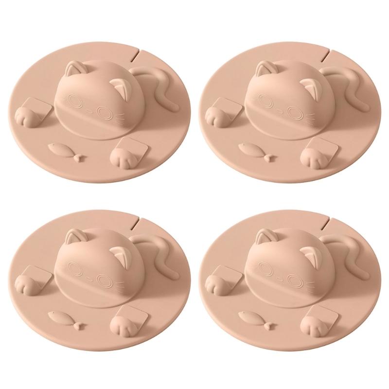 Dustproof Drink Cup Covers Food Grade Silicone Cup Lid Lovely Cats Mug Lid Leakproof Simple Mug Covers