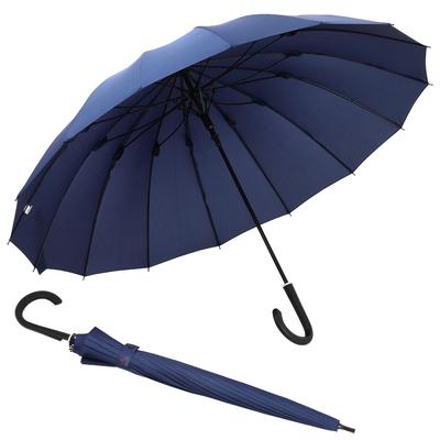 Ogawa 16 Ribs Large Size Long Umbrella Navy One Touch Rib 65cm Diameter 109cm Light and Durable Glass Fiber Ribs Embedded Button Jump Style Japanese