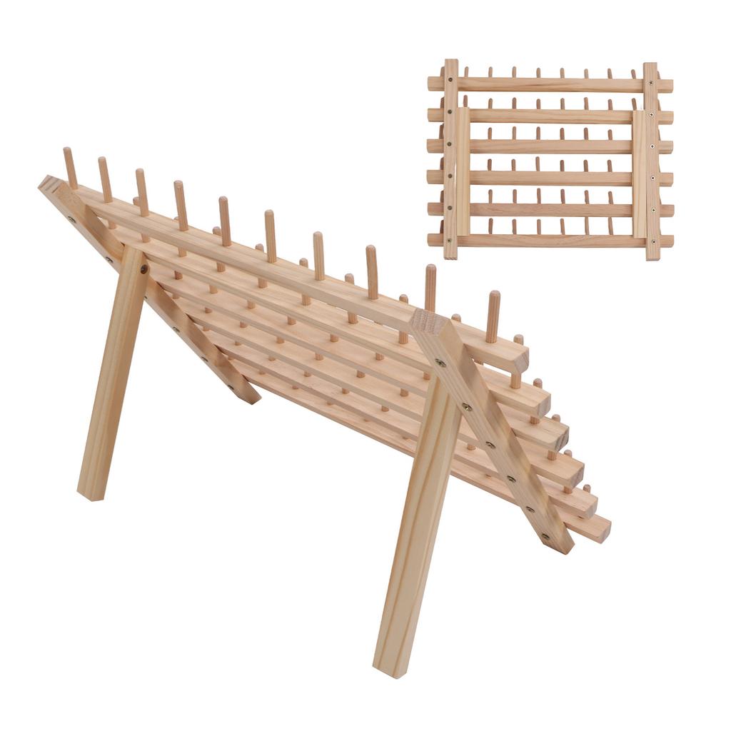 60 Spools Wooden Thread Rack DIY Easy Storage Safe Eco Friendly Beechwood Folding Thread Holder Thread Organizer for Quilting