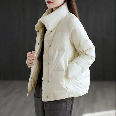 Women's Stand Collar Puffer Jacket Korean Winter Jacket  Thicken Warm Long Sleeve Lightweight Outerwear Cotton Padded Coat