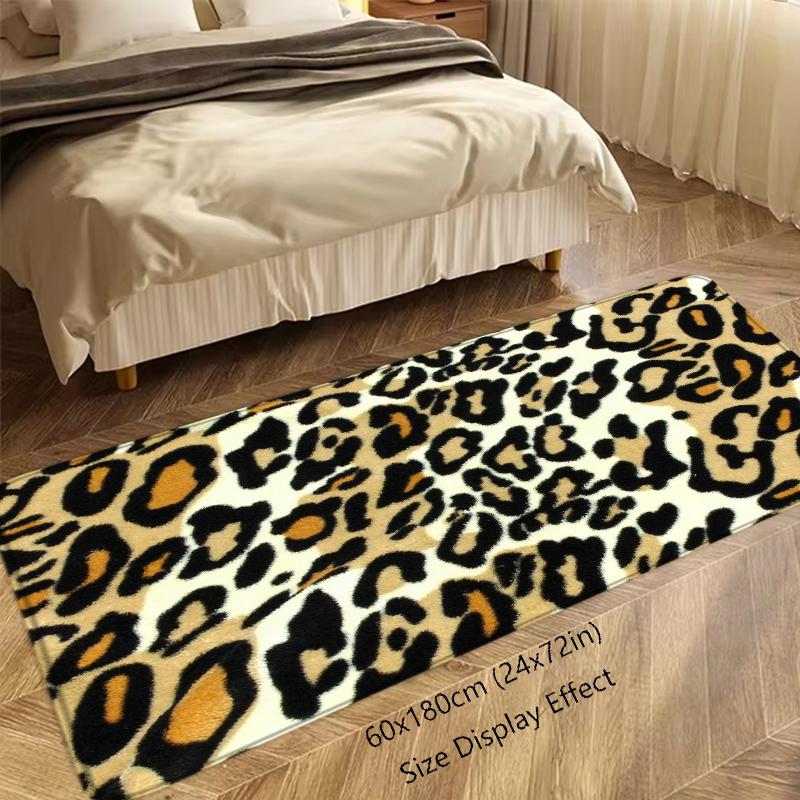 Doormat Flannel Floor Mat Leopard Grain Indoor Foot Rug Bedside Mats Kitchen Corridor Water Absorbent Carpet Ideal Balcony Decor