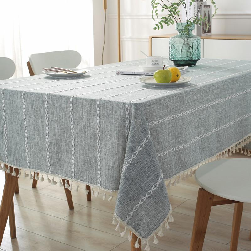 Jacquard Embroidery Imitation Cotton And Linen Fringed Tablecloth, Rectangular Coffee Table Dining Table Cloth, Cover Towel Lace