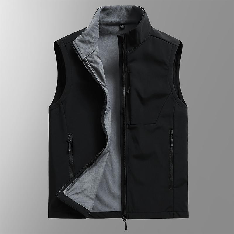 

Autumn and Winter Men s Coat Outdoor Casual Sleeveless Jacket with Velvet Coat and Camisole L чёрный