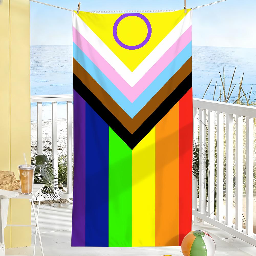 Dalangpa White Subtle Pride Rainbow Flag Towel Quick Dry Soft Yoga Swimming Fitness Mountain Climbing Large Beach Towels