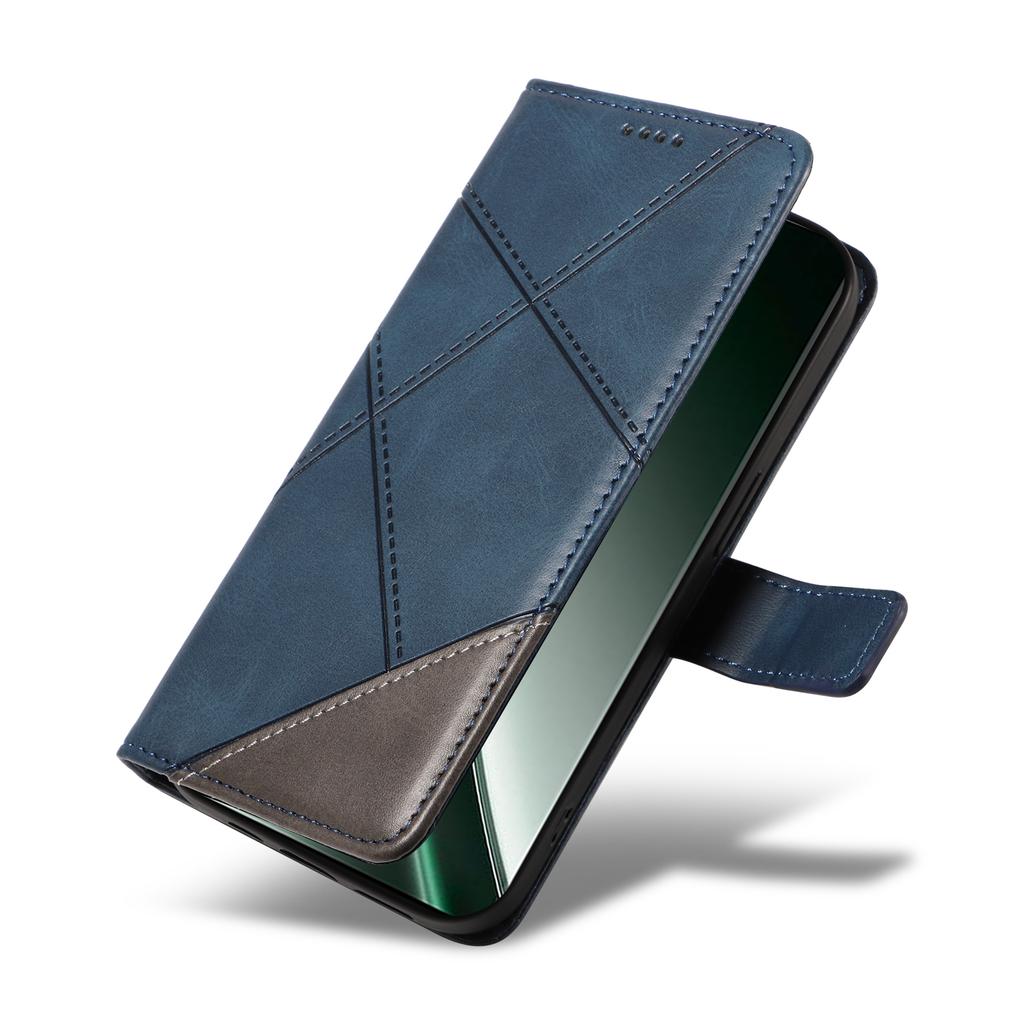 For Realme GT 6 5G Case Leather Geometric Line Phone Cover Card Holder Magnetic Clasp