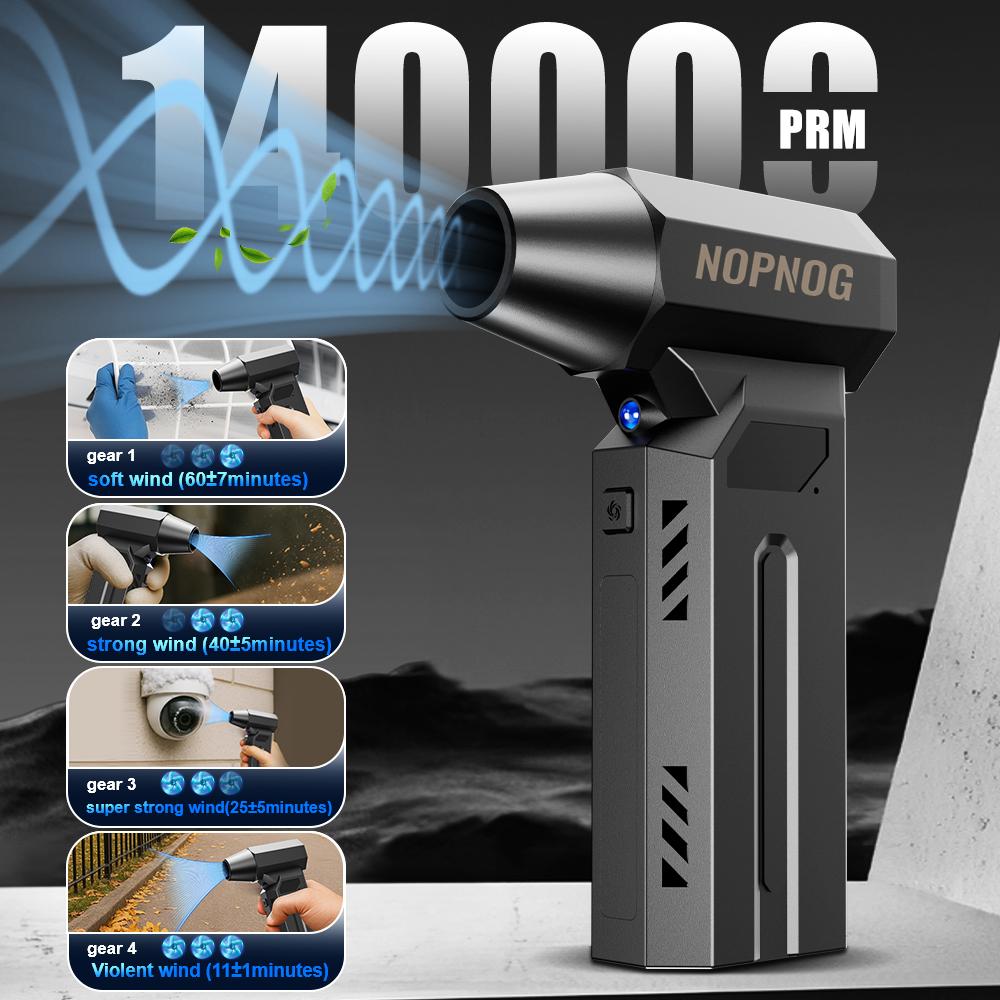 Wireless 140000RPM LED Light with Multiple Outlet Nozzles 4-speed Adjustable Car Snow Removal, Portable Strong Blowing Electric Turbojet Fan