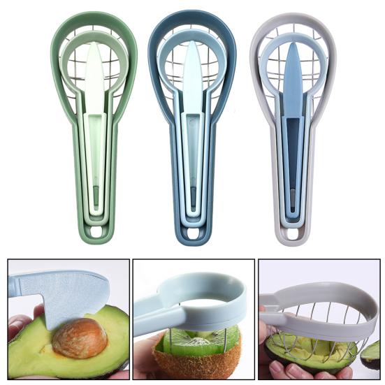 

3-in-1 Slicer Set Kiwi Cutter Slicer Fruit Peeler Pitter Dicer BPA-Free Dishwasher Safe Fruit Core Separator Tool синий