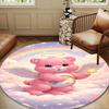 Love Bears Cozy Night Round Rug for Livingroom,Bedroom, Palyroom, Chair Rug, Area Rug, Circle Carpet, Large Size Fan Christmas Gift