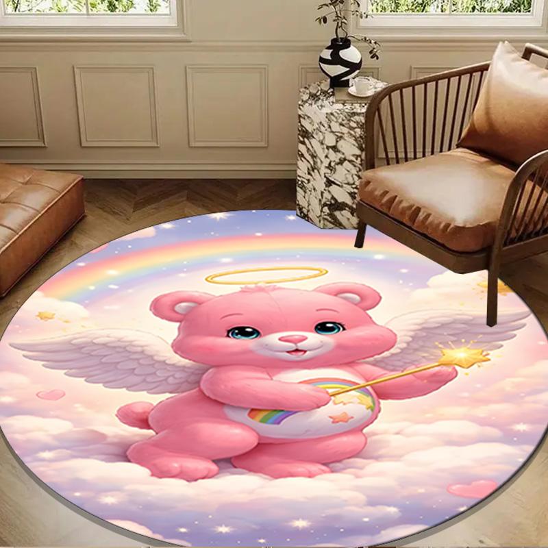 Love Bears Cozy Night Round Rug for Livingroom,Bedroom, Palyroom, Chair Rug, Area Rug, Circle Carpet, Large Size Fan Christmas Gift