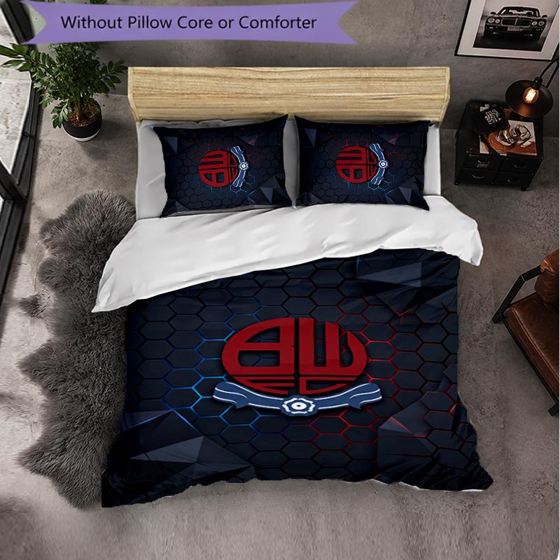 Bolton Wanderers FC Themed Bedding 3Pcs Duvet Cover Set Decorative Bed Linen For Teen Room Home Decoration