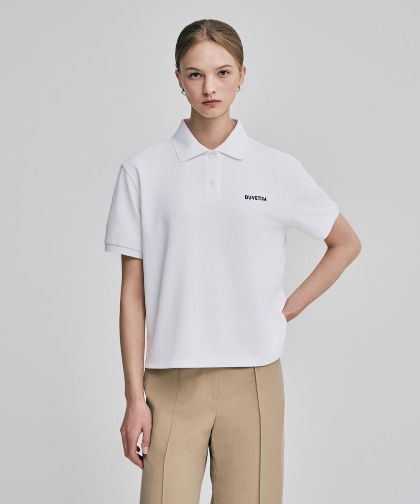 DUVETICA Le Sud (Light Ivory) (Women'S Short-Sleeve Collared T-Shirt)