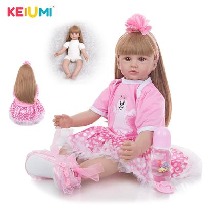 KEIUMI 24 Inch Reborn Baby Dolls Ručně vyrobené látkové tělo Skutečné panenky princezny Hračka Dárek pro dítě Překvapení k narozeninám