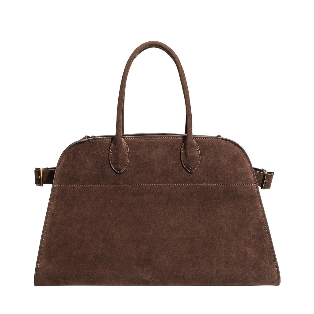 Suede leather bag 2025 spring new large-capacity tote bag genuine leather versatile commuter shoulder handbag