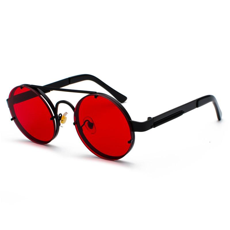 Runde, randlose Steampunk-Sonnenbrille aus Metall