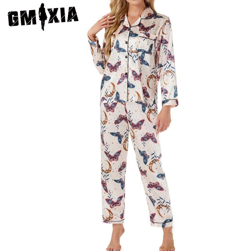 

GMXIA Women s Homewear Cardigan Long Sleeve Autumn Casual Fashion Pajama Set S
