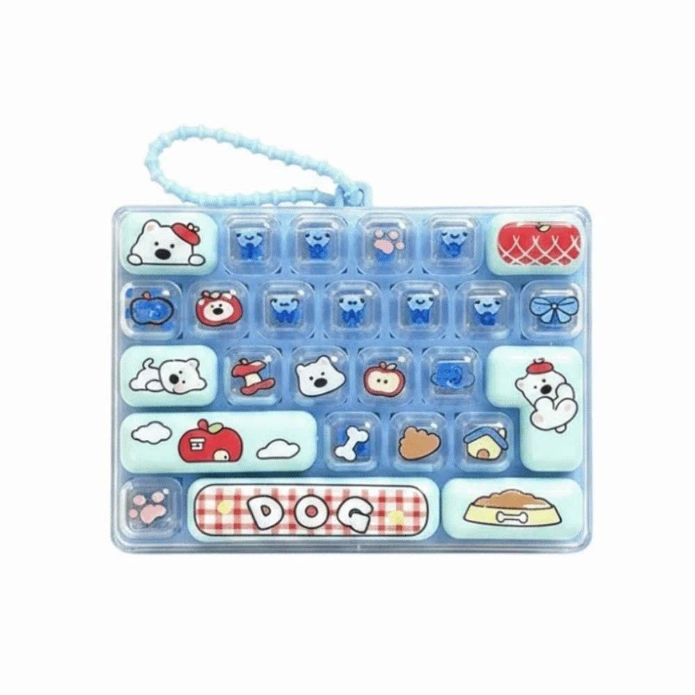 26 Keys Layout Mechanical Keycap Clicker Cute Cartoon Backpack Key Chain Pendant Students