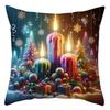 1 Stück Weihnachts-Kerze Glaskugel Druck Kissenbezug Festliches Zwerg-Design Kissenbezug Mode Heimparty Dekoration Kissenbezug