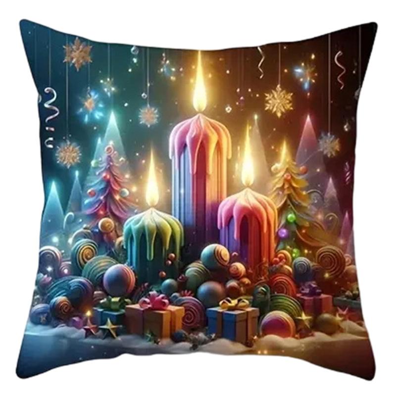 1 Stück Weihnachts-Kerze Glaskugel Druck Kissenbezug Festliches Zwerg-Design Kissenbezug Mode Heimparty Dekoration Kissenbezug