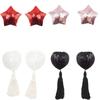 Heart-Shaped Sequin & Star Nipple Pasties with Tassels - Silicone Bra Accessory