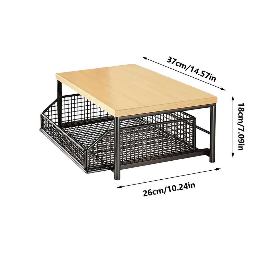 Modern kitchen microwave rack storage rack sturdy solid wood and metal structure space-saving countertop storage rack