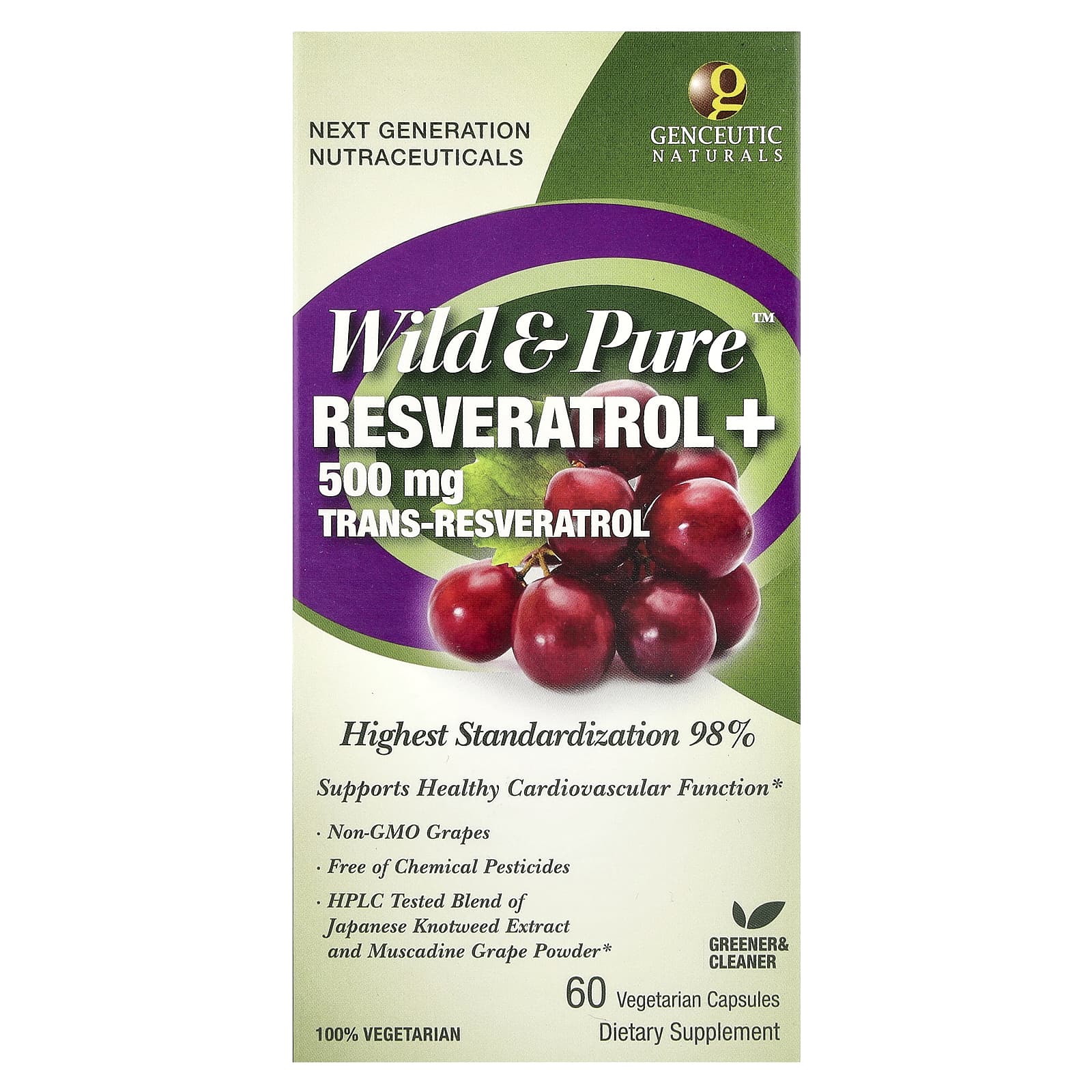 

Wild & Pure Resveratrol+, 500Mg, 60 Veggie Capsules