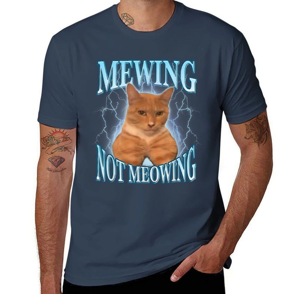 Funny Cat Meme with Meowing Looks Meowing Cat TShirt Festival Short Sleeve TShirt