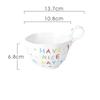 300ml Korean Style Ceramic Coffee Cup Sugar Needle Pattern Breakfast Cup with Handle Heat Insulation Mug Birthday Gift Water Cup