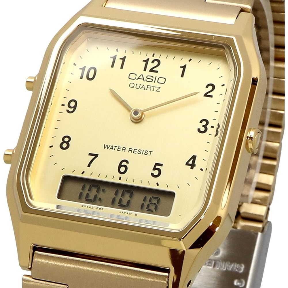 Casio Ana-Digi Vintage Series AQ-230GA-9BMQ Quartz Dual Time Watch Gold Unisex
