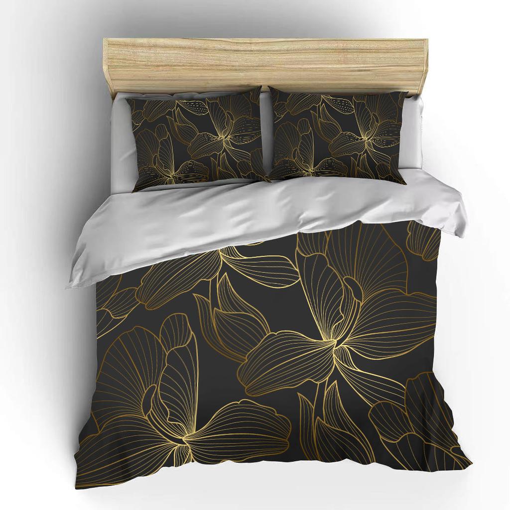 Botaniczny Kwiat Podwójna Poszwa na Kołdrę Łóżko Europejskie Zestawy Pościeli Tekstylia Domowe Luksusowe Poszewki na Poduszki Pościel do Sypialni