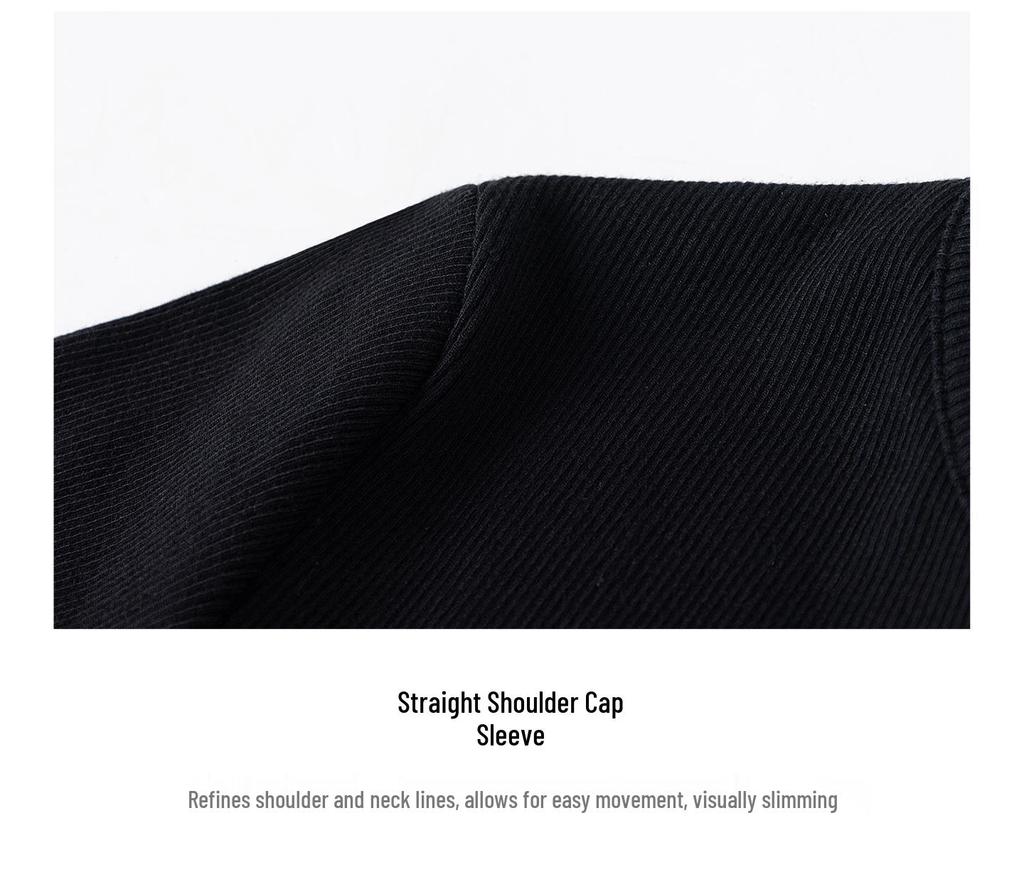 Women's Slim Fit Black Knit Dress - 2025 Autumn/Winter Long Sleeve Hip-Hugging Skirt
