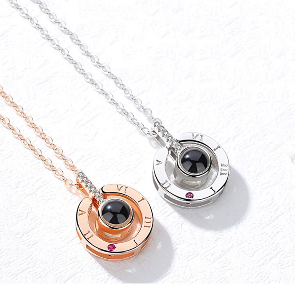 100 Languages I Love You Projection Pendant Necklace Love Memories Clavicle Necklace Valentine s Day Gift for Women