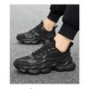 Men's All Black Chunky Sneakers Breathable Mesh Platform Dad Shoes Non-slip Casual Athletic Shoes