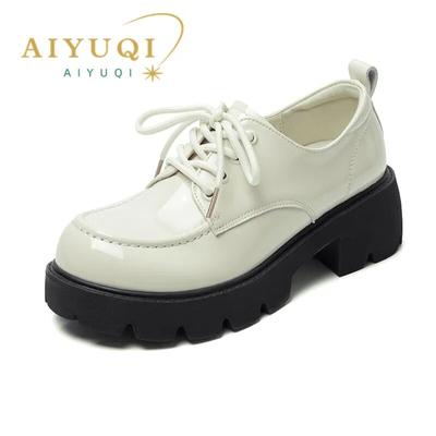 Mocasini de dama Pantofi de dama in stil britanic cu siret cu varf rotund