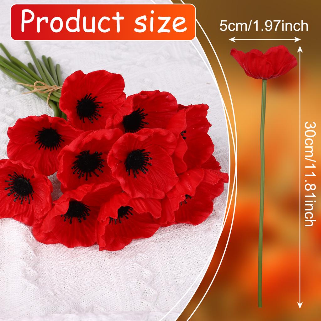 30 Pezzi Papaveri Rossi Artificiali Pu Papaveri Real Touch Fiori Finti Per Tavolo da Cucina Centrotavola Matrimonio Festa Bouquet Nuziale Casa P